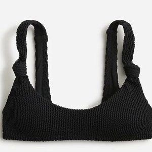 J. Crew Scrunchie Knotted Scoopneck Bikini Top in Black